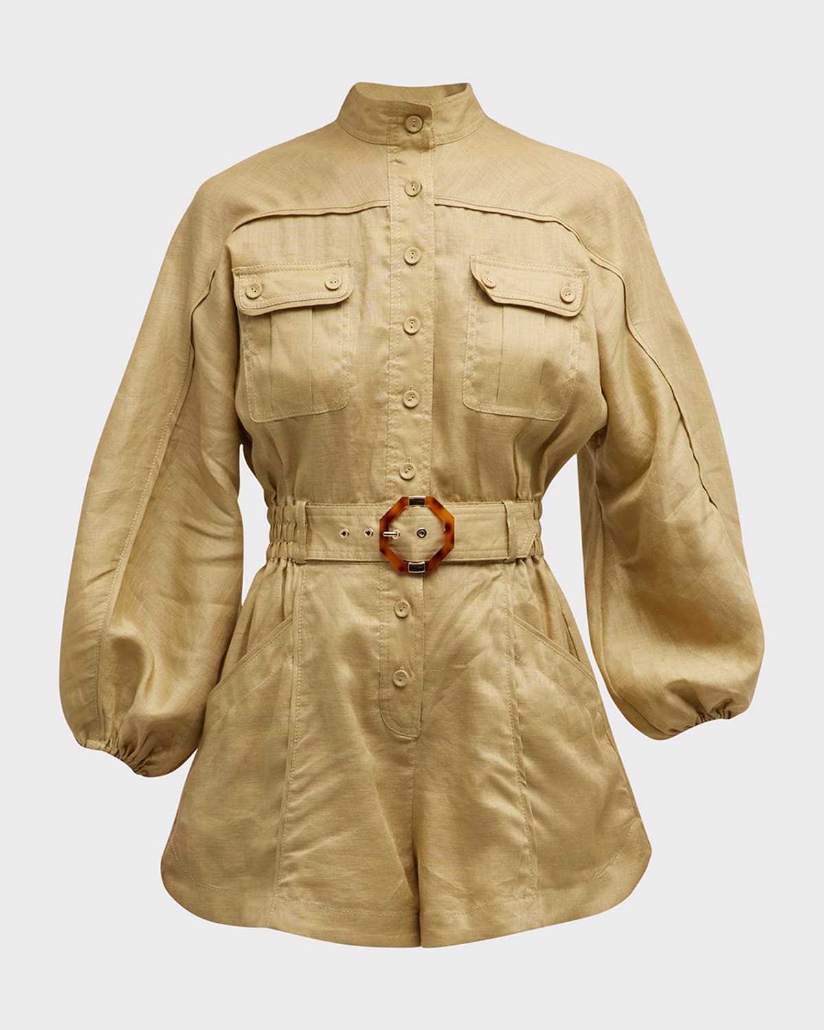 Khaki linen playsuit clearance