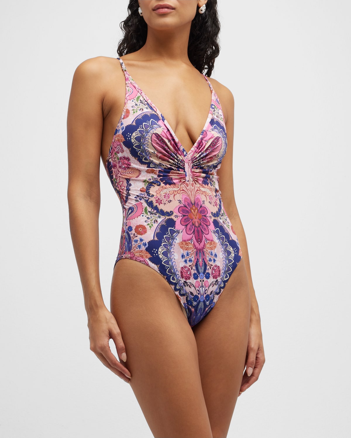 Laurel Ruched Plunge One-Piece Swimsuit