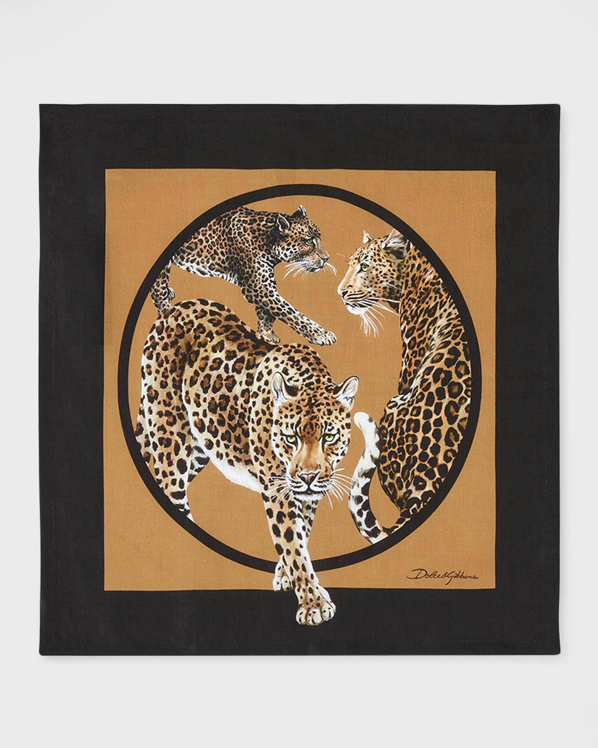 Shop Dolce & Gabbana Casa Allover Leopard Linen Napkins, Set Of 2 In Medium Bei