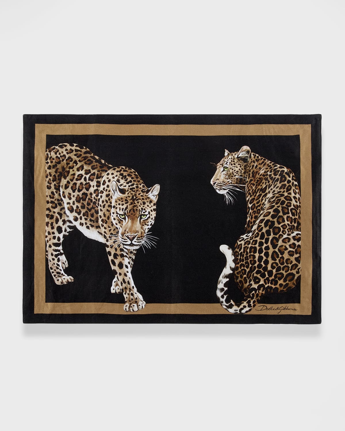 Shop Dolce & Gabbana Casa Leopard Linen Placemat And Napkin Set In Black