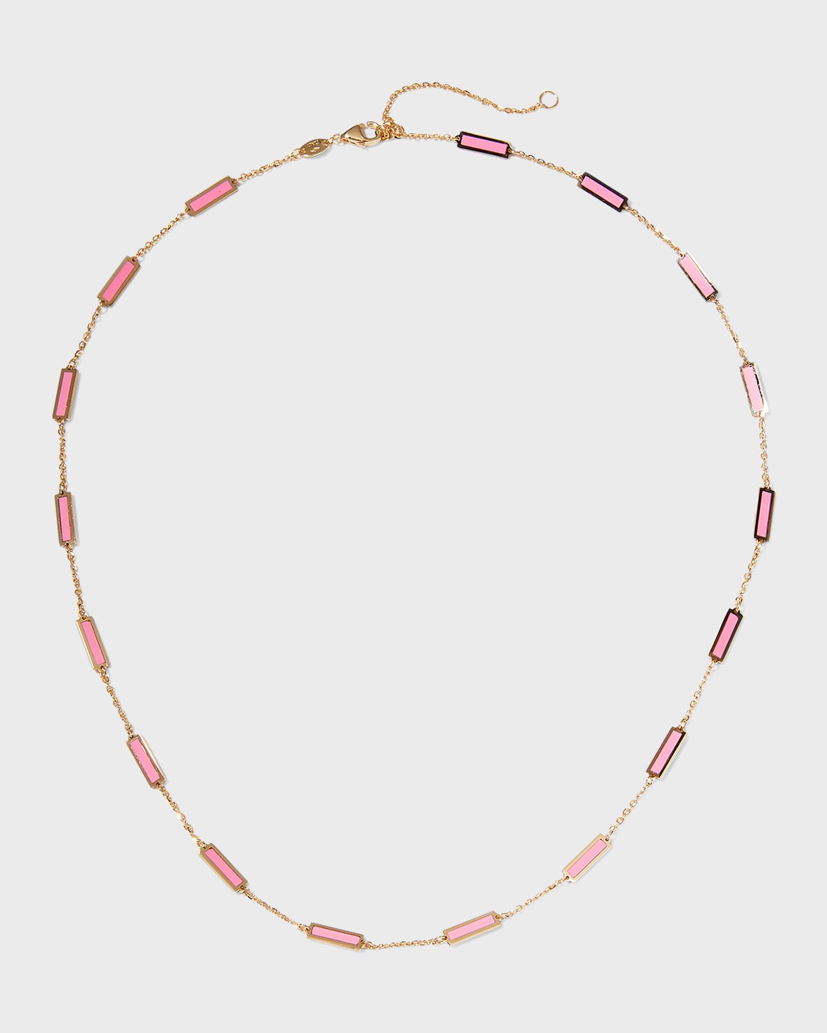 Yellow Gold 17-Stations Pink Necklace