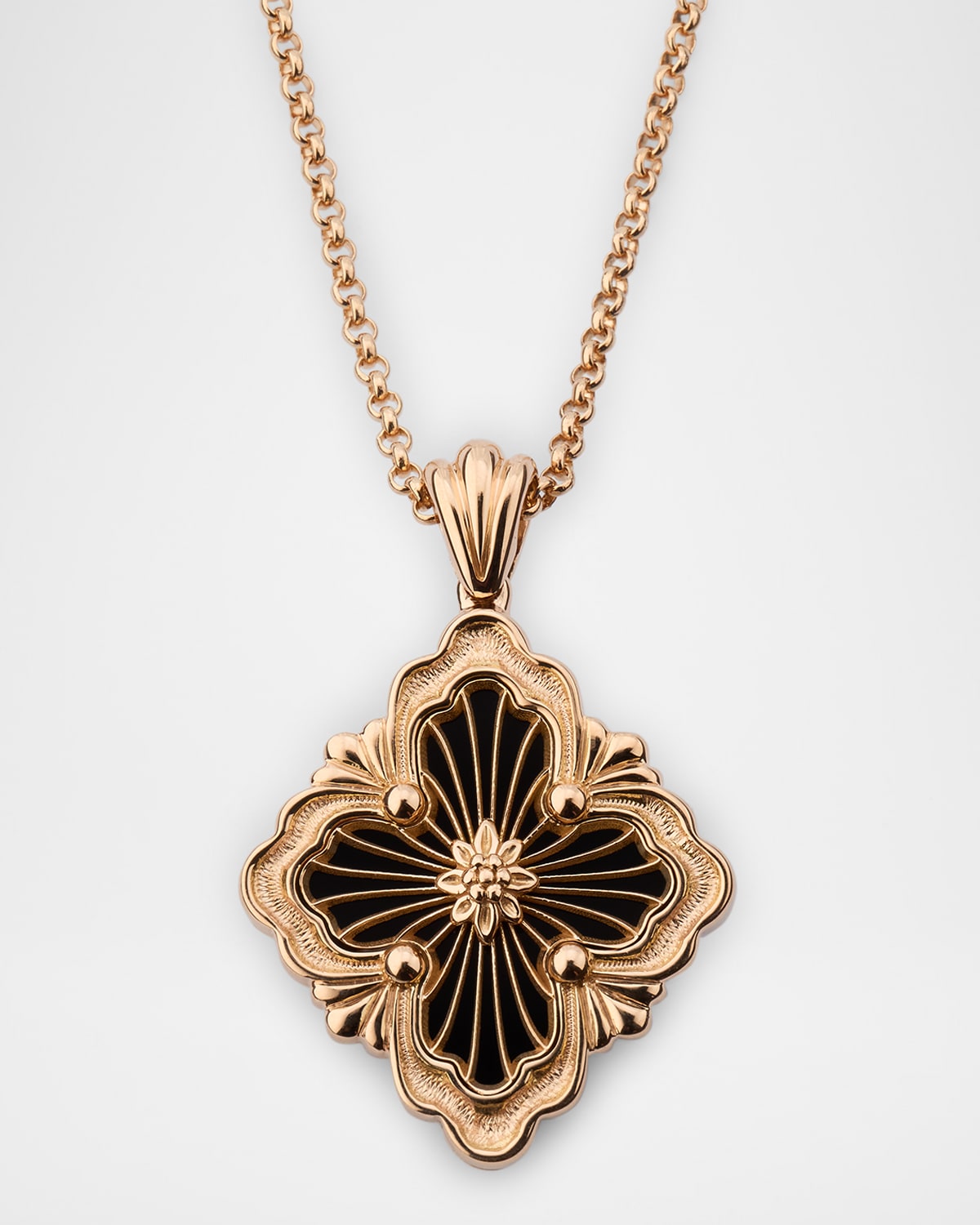 Opera Tulle Onyx Pendant Necklace in 18K Pink Gold, Large