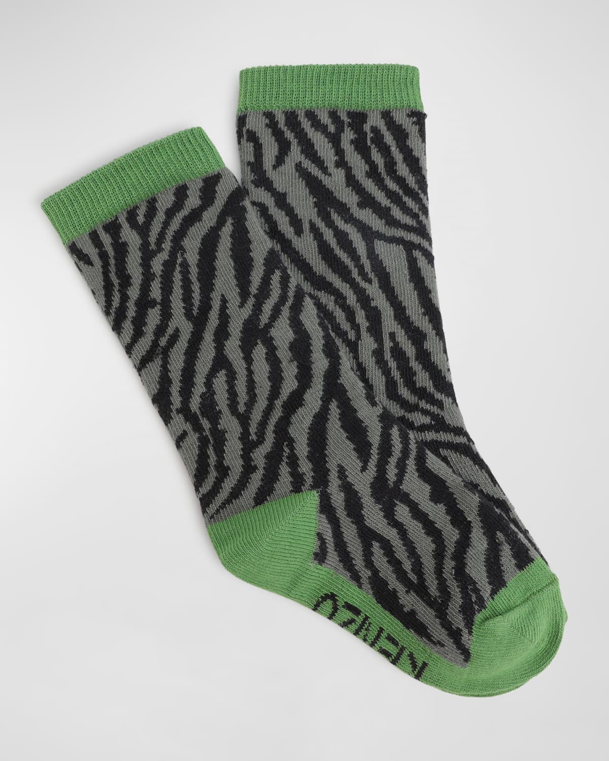 Kenzo Kids' Boy's Tiger Printed Socks In 621-olive