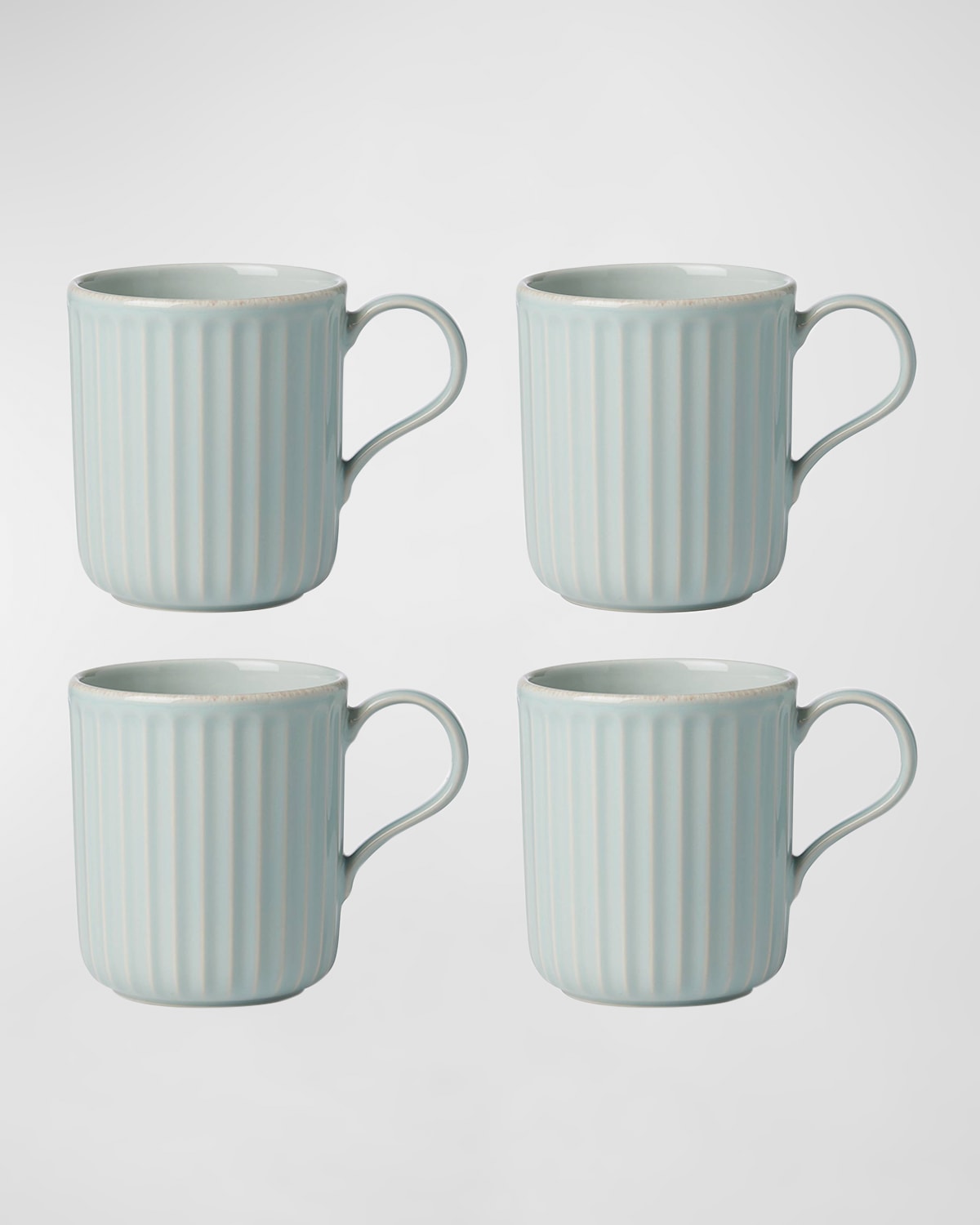 French Perle Scallop Ice Blue Mugs, Set of 4