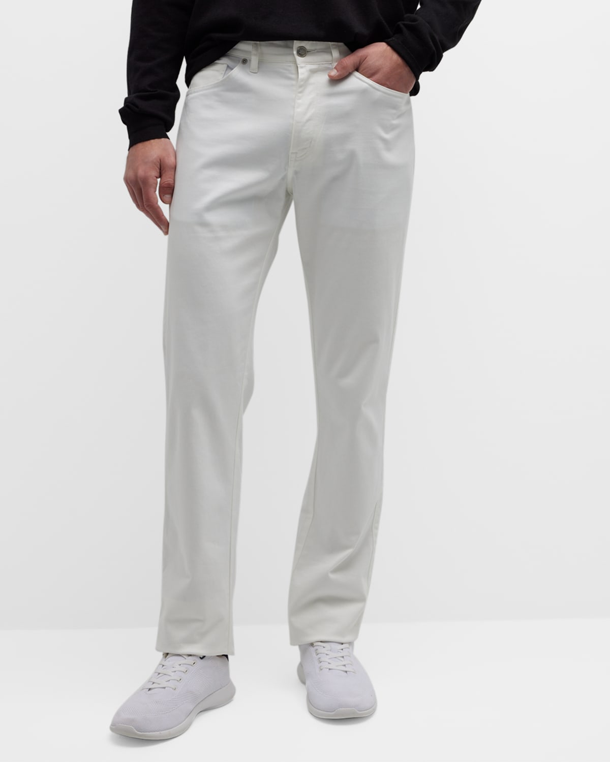 Shop Peter Millar Men's Ultimate Sateen 5-pocket Pants In Ivory