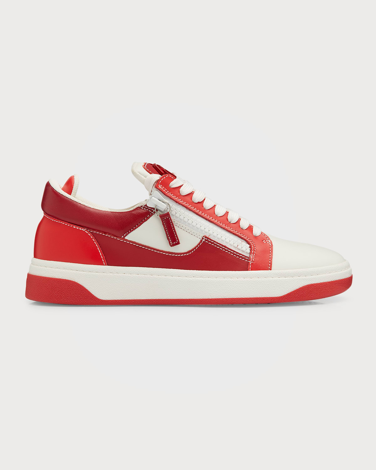 Giuseppe Zanotti Men's Leather Low-top Zip Trainers In White