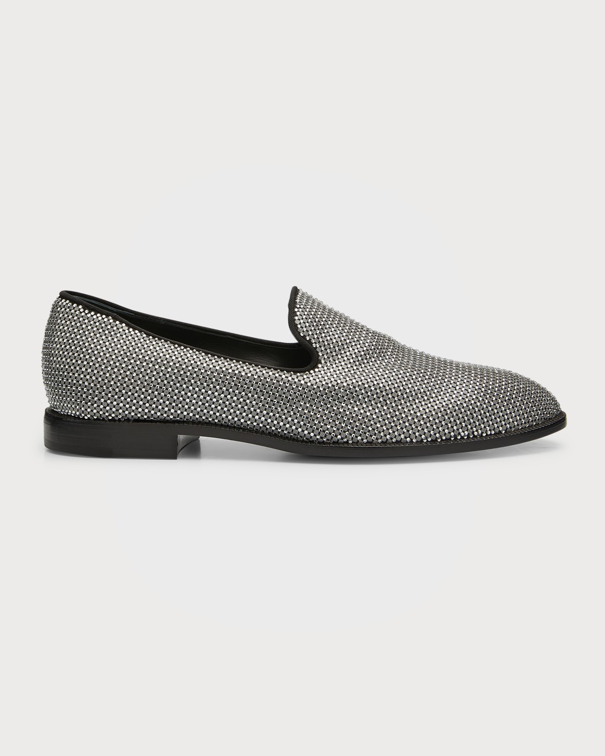 Giuseppe Zanotti Men's Flavio 20 Rhinestone-embellished Loafers In Blk/silv