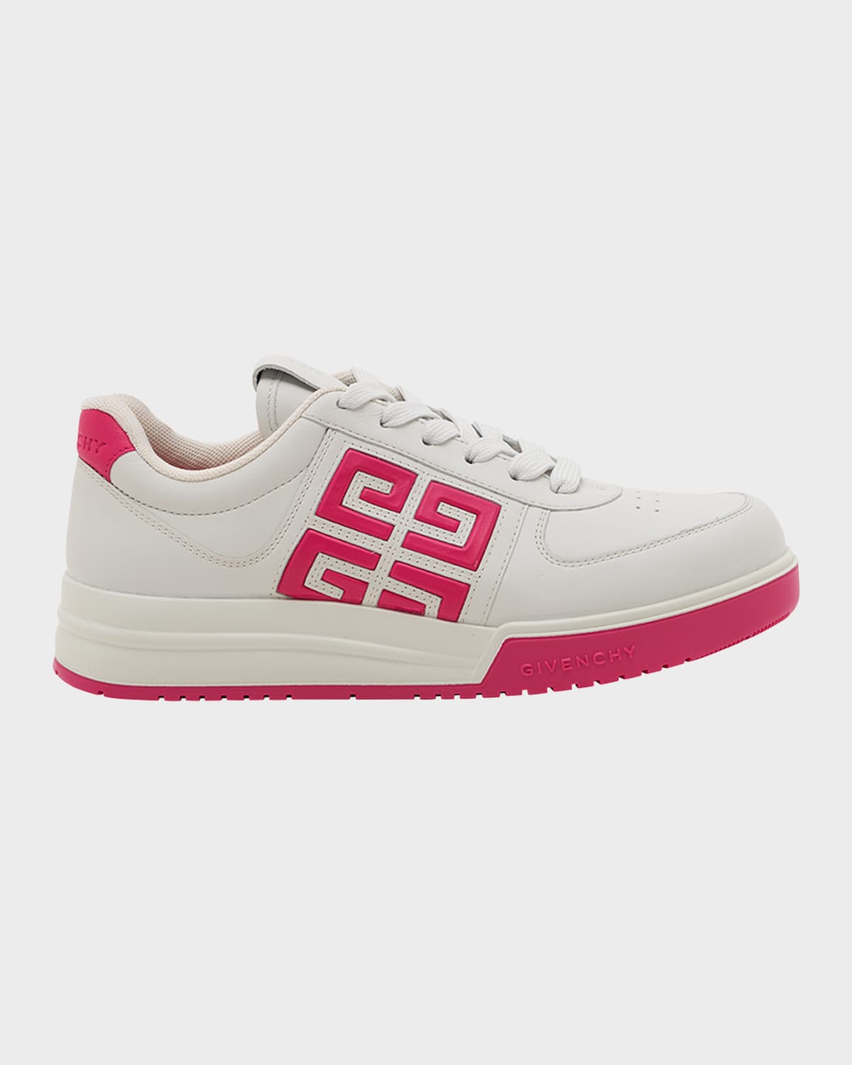 Shop Givenchy Low-top 4g Leather Sneakers In Whitefuschia