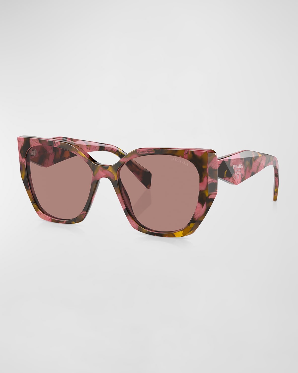 Shop Prada Geometric Square Acetate Sunglasses In Lite Brown