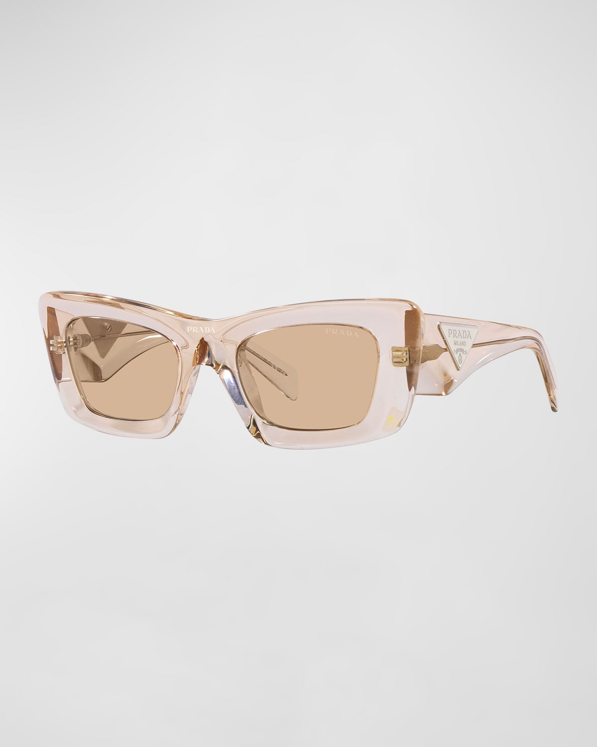 Prada Rectangular Marble Acetate Cat-eye Sunglasses In Lite Brown