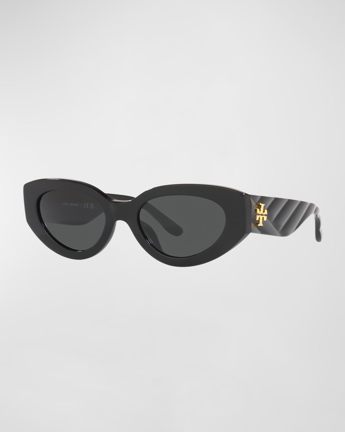 Tory Burch Textured Acetate Cat-eye Sunglasses In Black/gray Solid