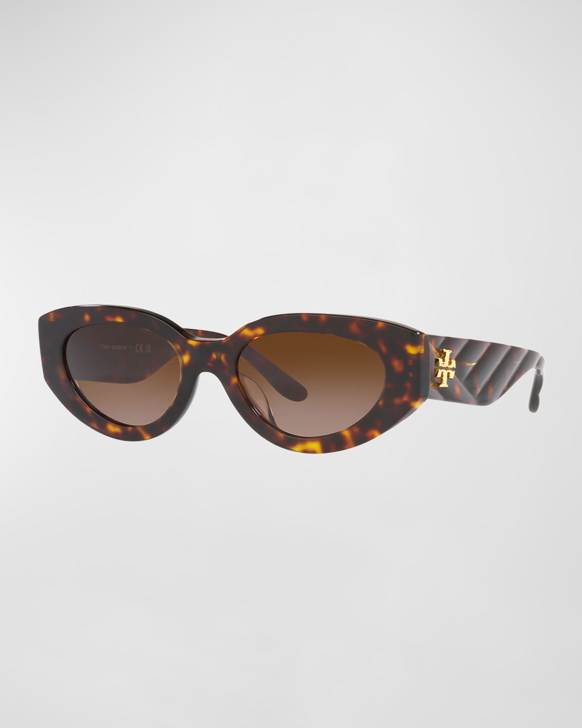 Tory Burch Logo Acetate Cat-eye Sunglasses In Tortoise/brown Gradient
