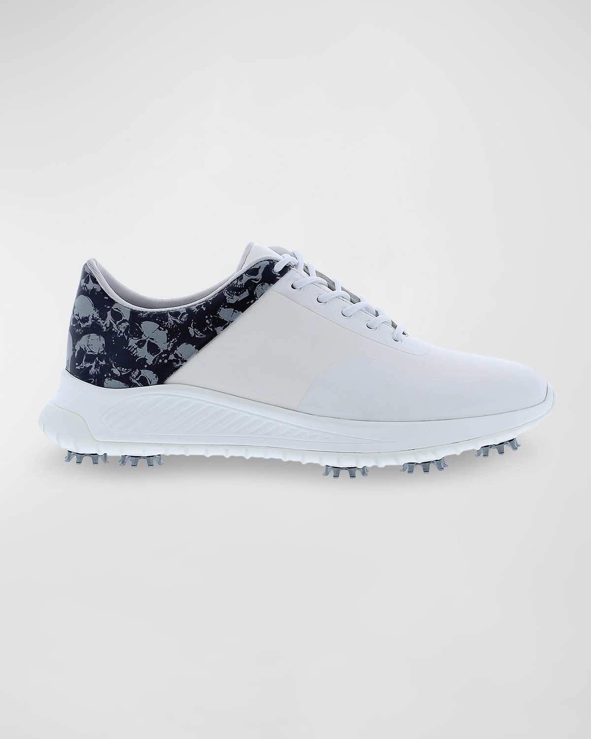 Shop Robert Graham Men's Crockett Leather Golf Sneakers W/ Spikes In White