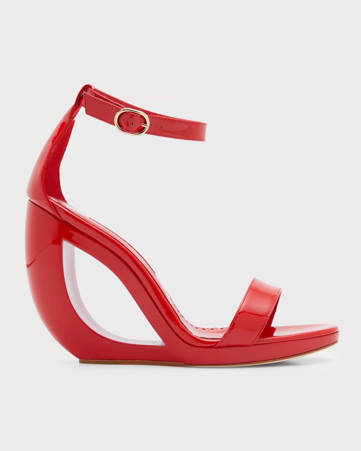 Manolo Blahnik Rocar Curved Wedge Sandals In Red