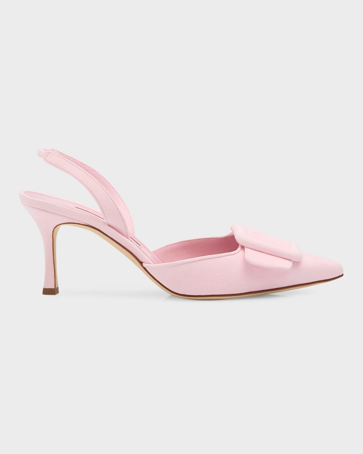 Shop Manolo Blahnik Maysli Suede Buckle Halter Pumps In Light Pink