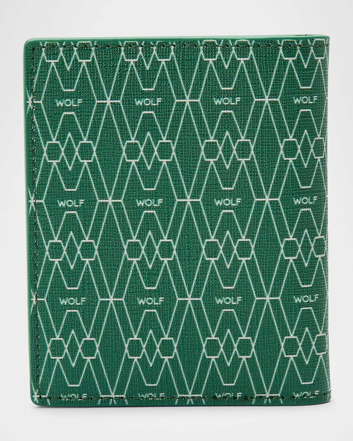 Wolf Men's Vegan Monogram Bifold Id Card Case In Green