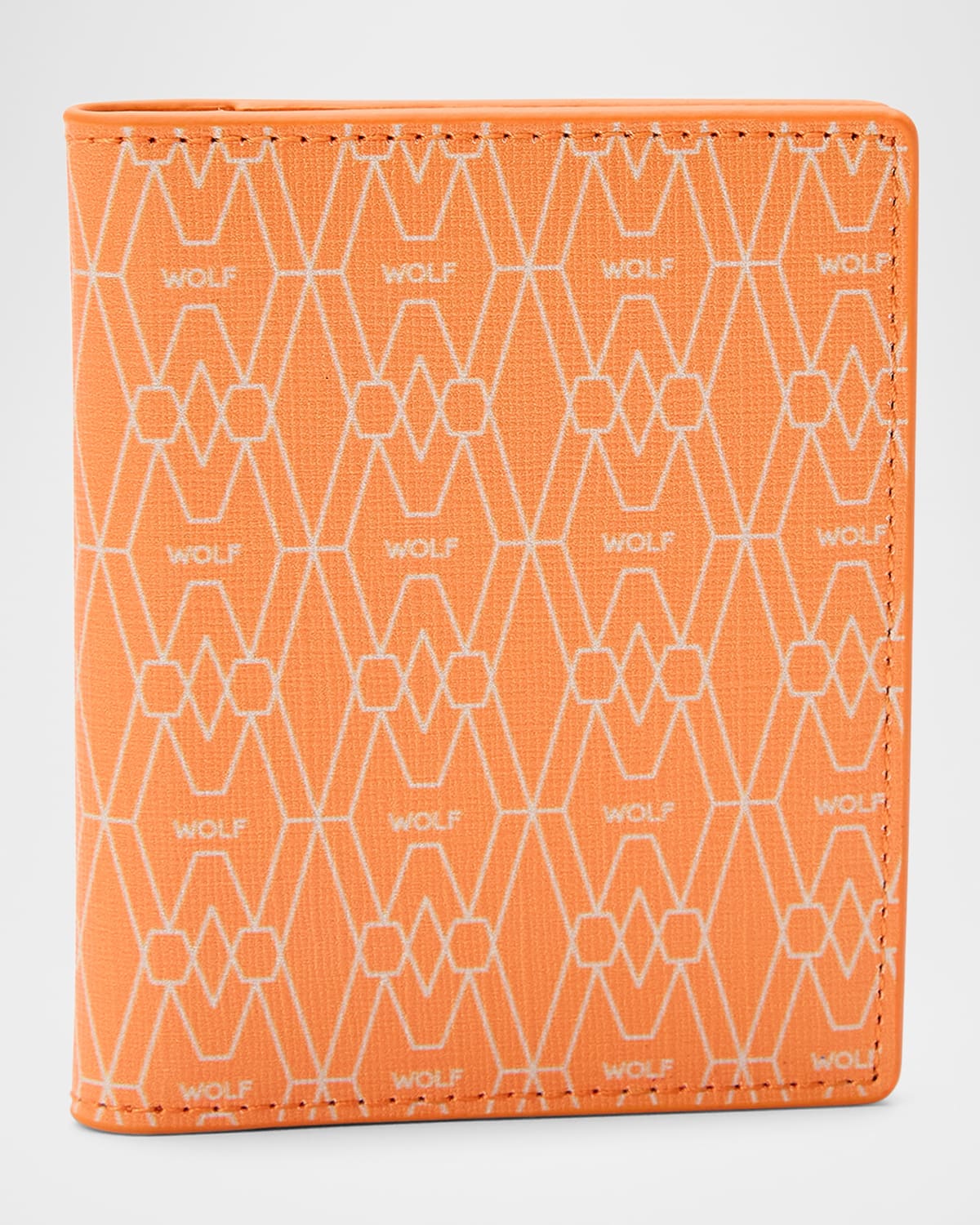 Wolf Men's Vegan Monogram Bifold Id Card Case In Orange