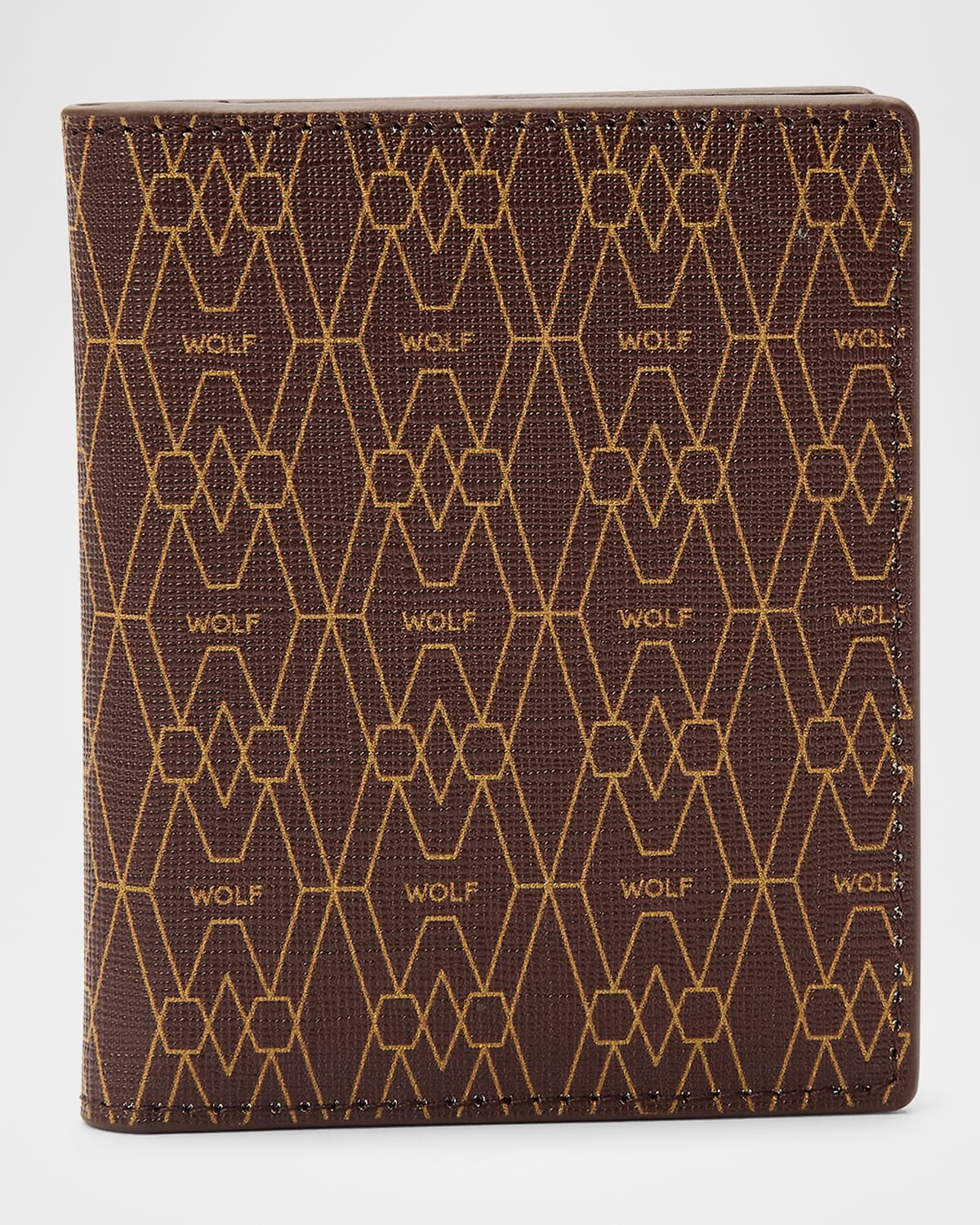 Shop Wolf Men's Vegan Monogram Bifold Id Card Case In Brown