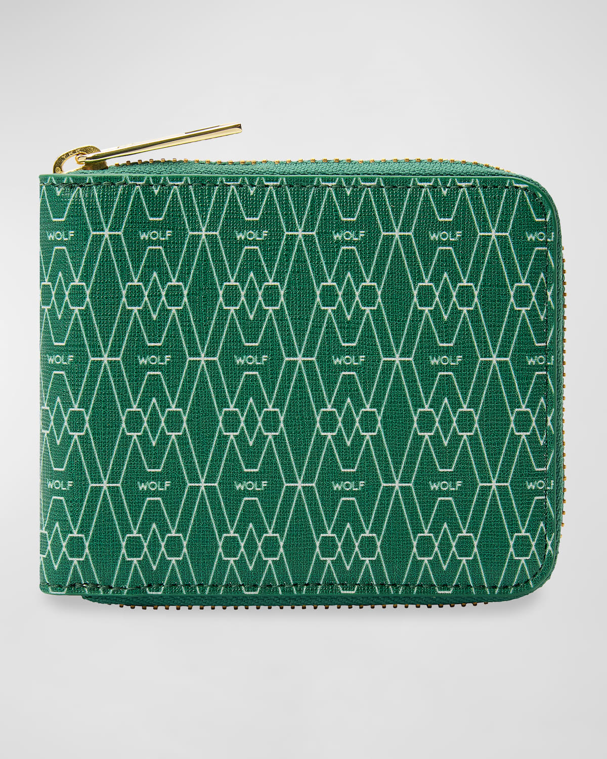 Wolf Men's Vegan Monogram Zip-around Wallet In Green