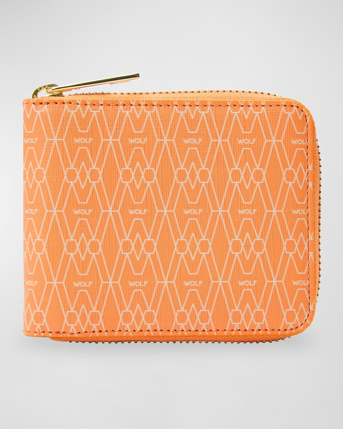 Wolf Men's Vegan Monogram Zip-around Wallet In Orange