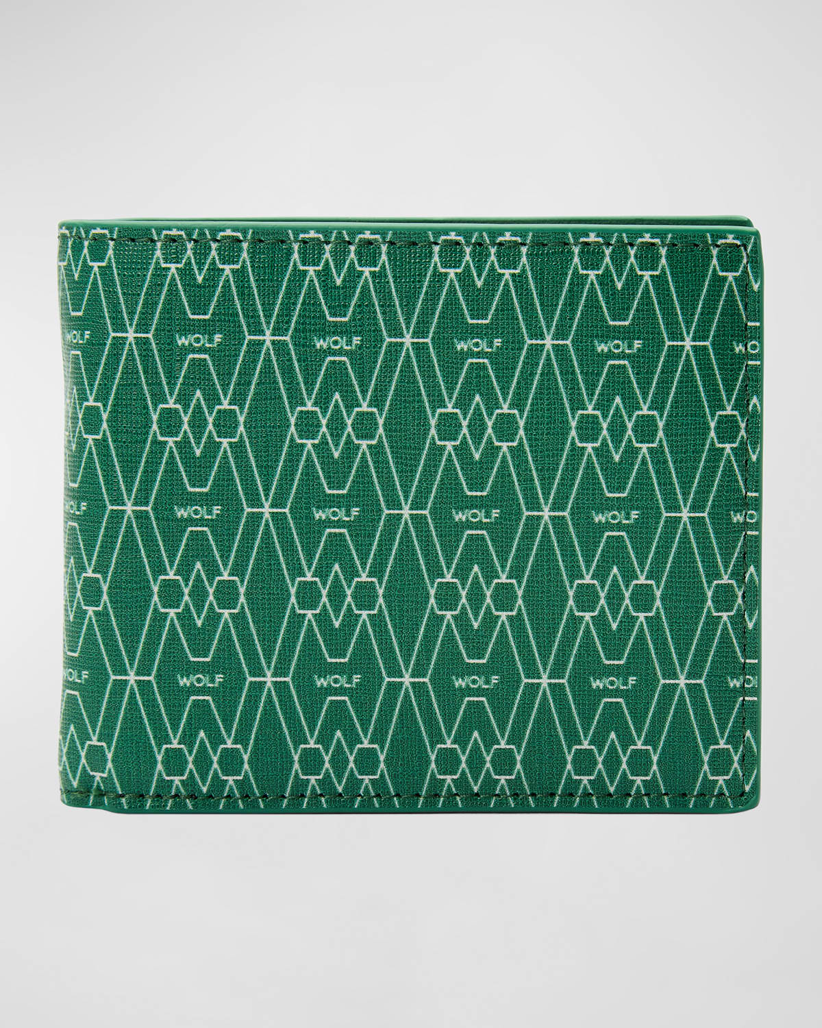 Shop Wolf Men's Vegan Monogram Billfold Wallet W/ Coin Pocket In Green