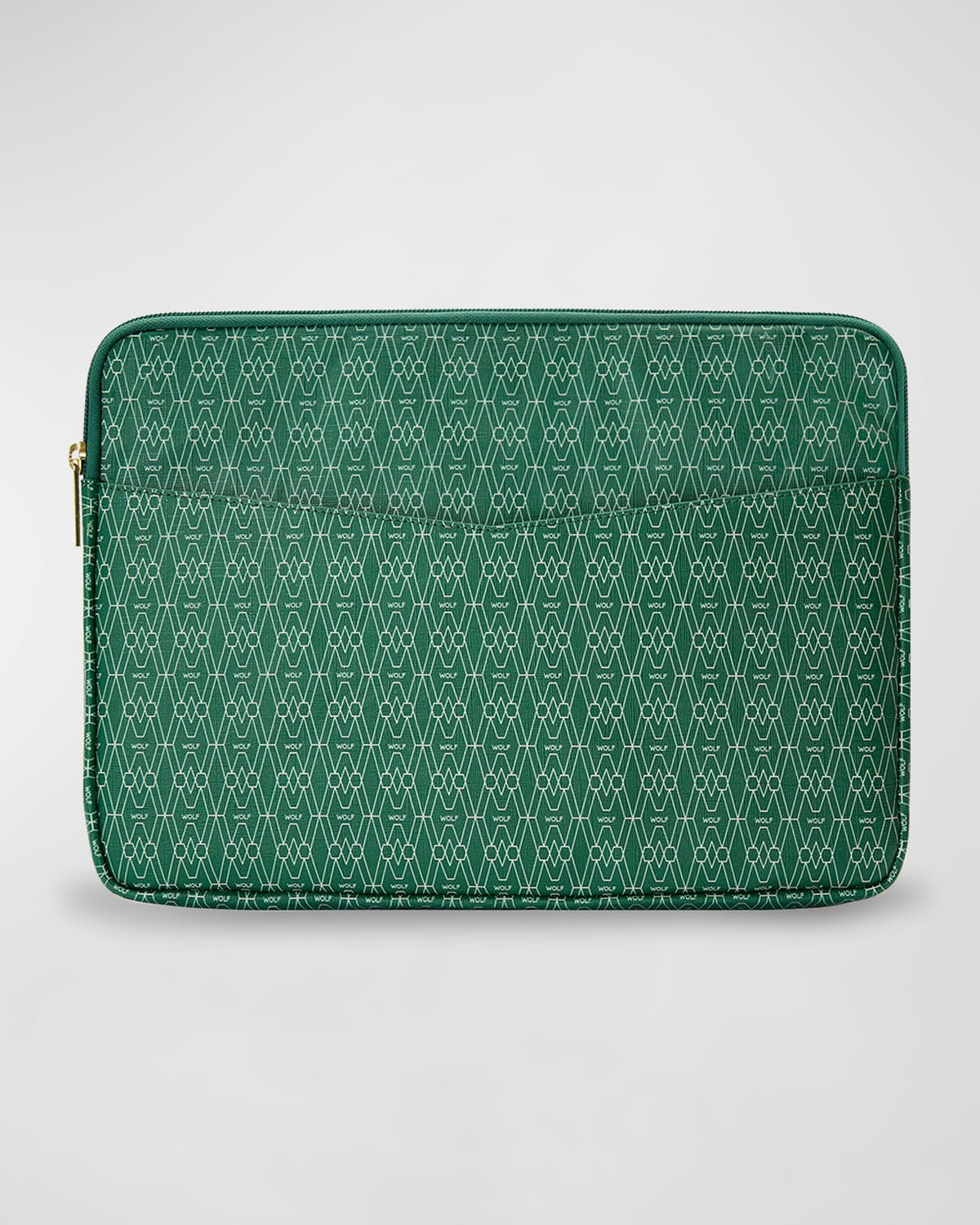 Wolf Men's Vegan Monogram Zip Laptop Case In Green