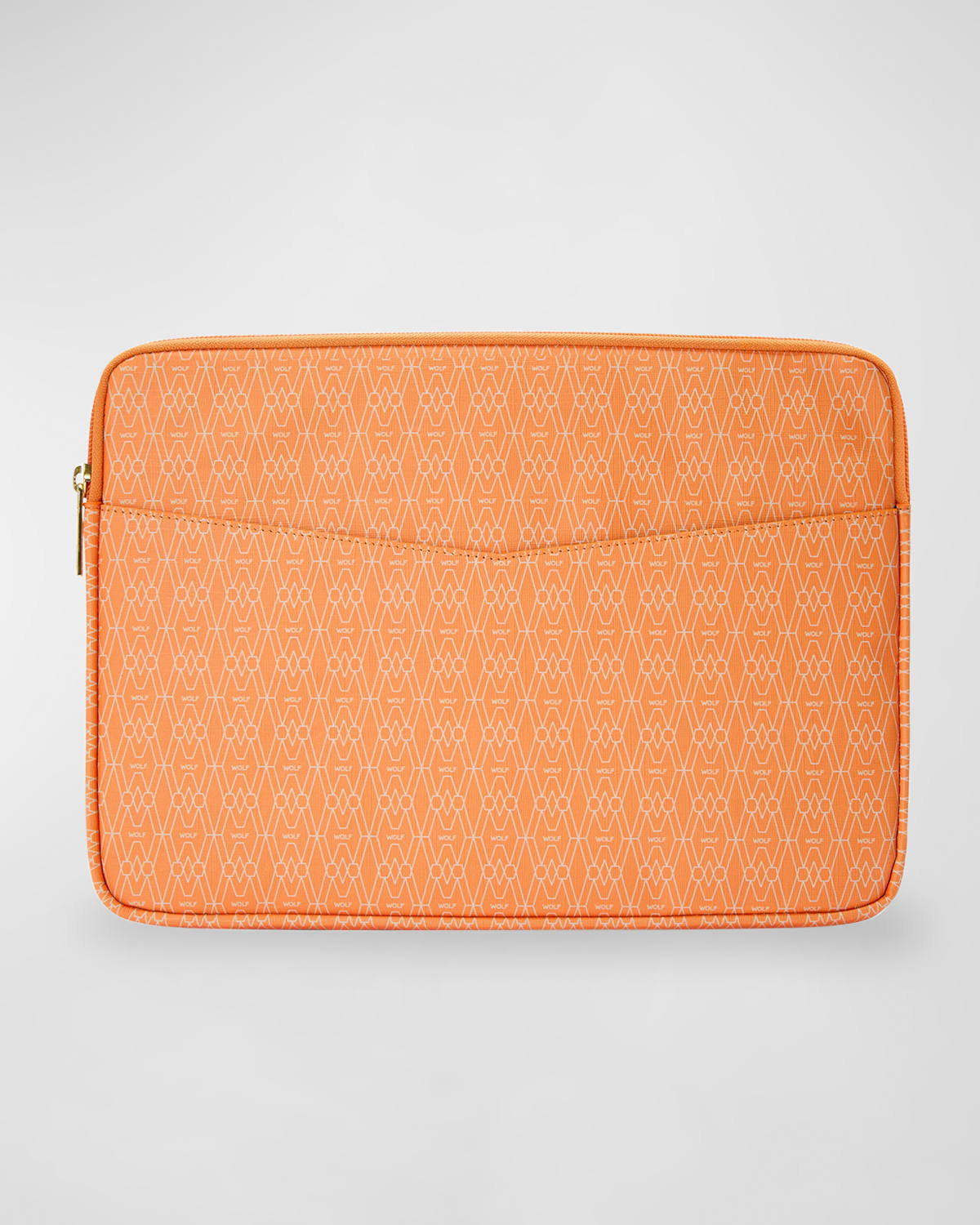 Wolf Men's Vegan Monogram Zip Laptop Case In Orange