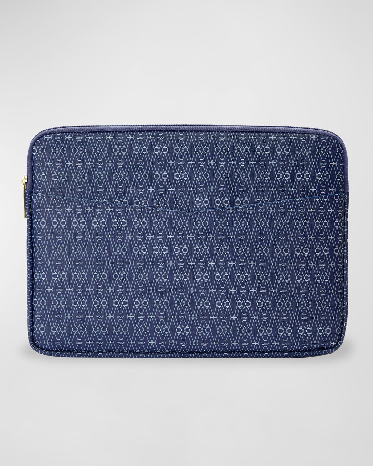 Wolf Men's Vegan Monogram Zip Laptop Case In Blue