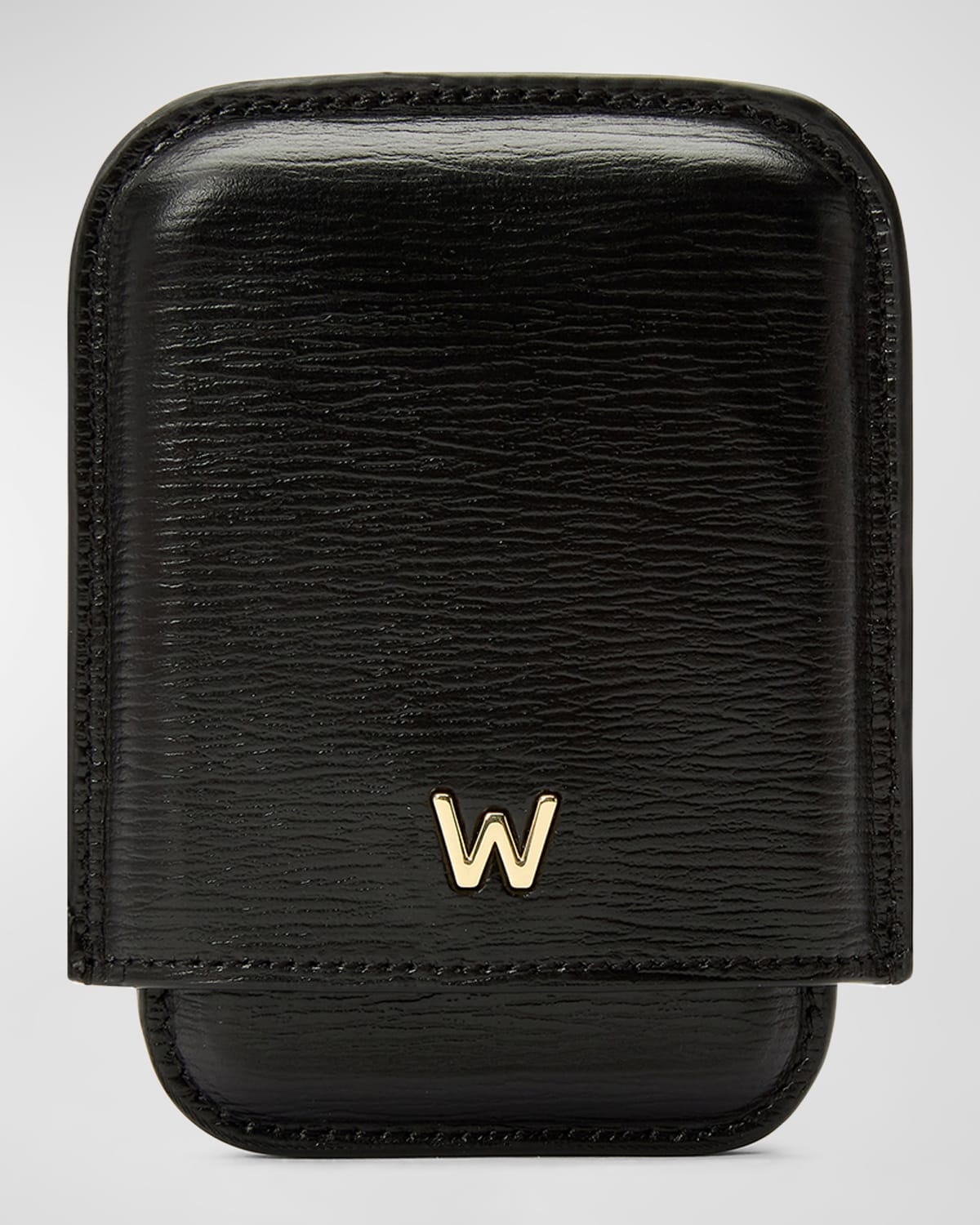 Men's W-Plaqué Recycled Leather Molded Card Holder