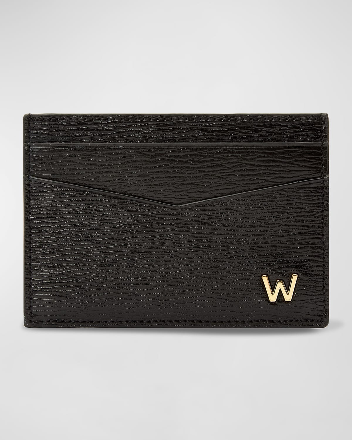 Men's W-Plaqué Recycled Leather Card Holder