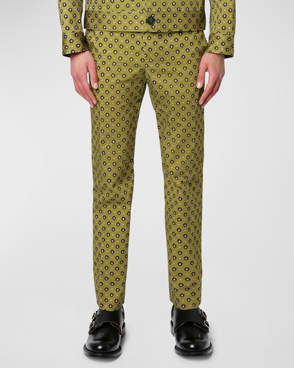 Erdem Green Benedict Trousers In Olive Multi