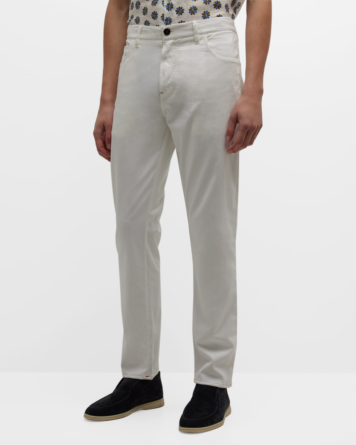 Isaia Men's Cotton-cashmere 5-pocket Pants In Open White