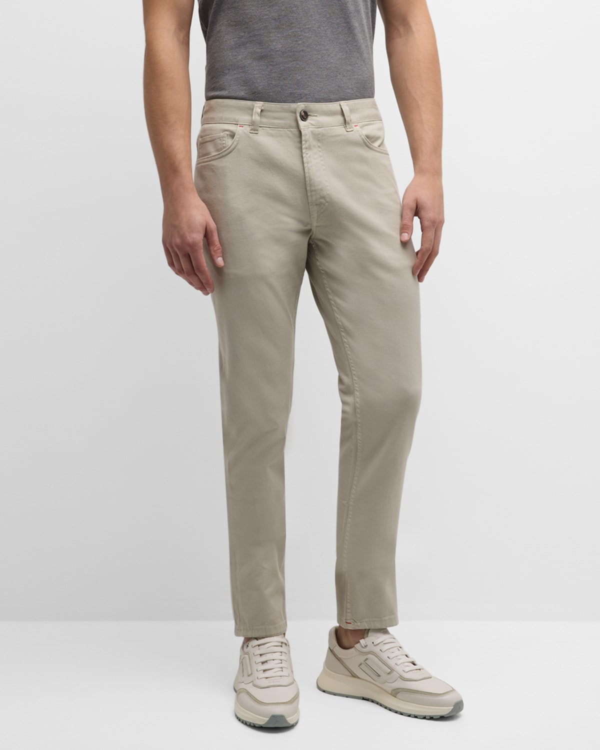 Isaia Men's Tapered Leg 5-pocket Pants In Light Brow