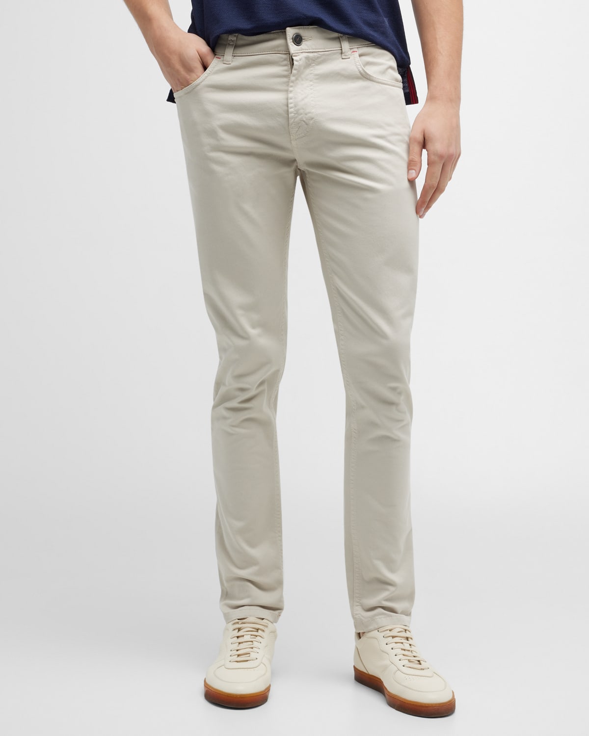 Isaia Men's Cash Cotton Comfort Five-pocket Slim-fit Pants In Neutral