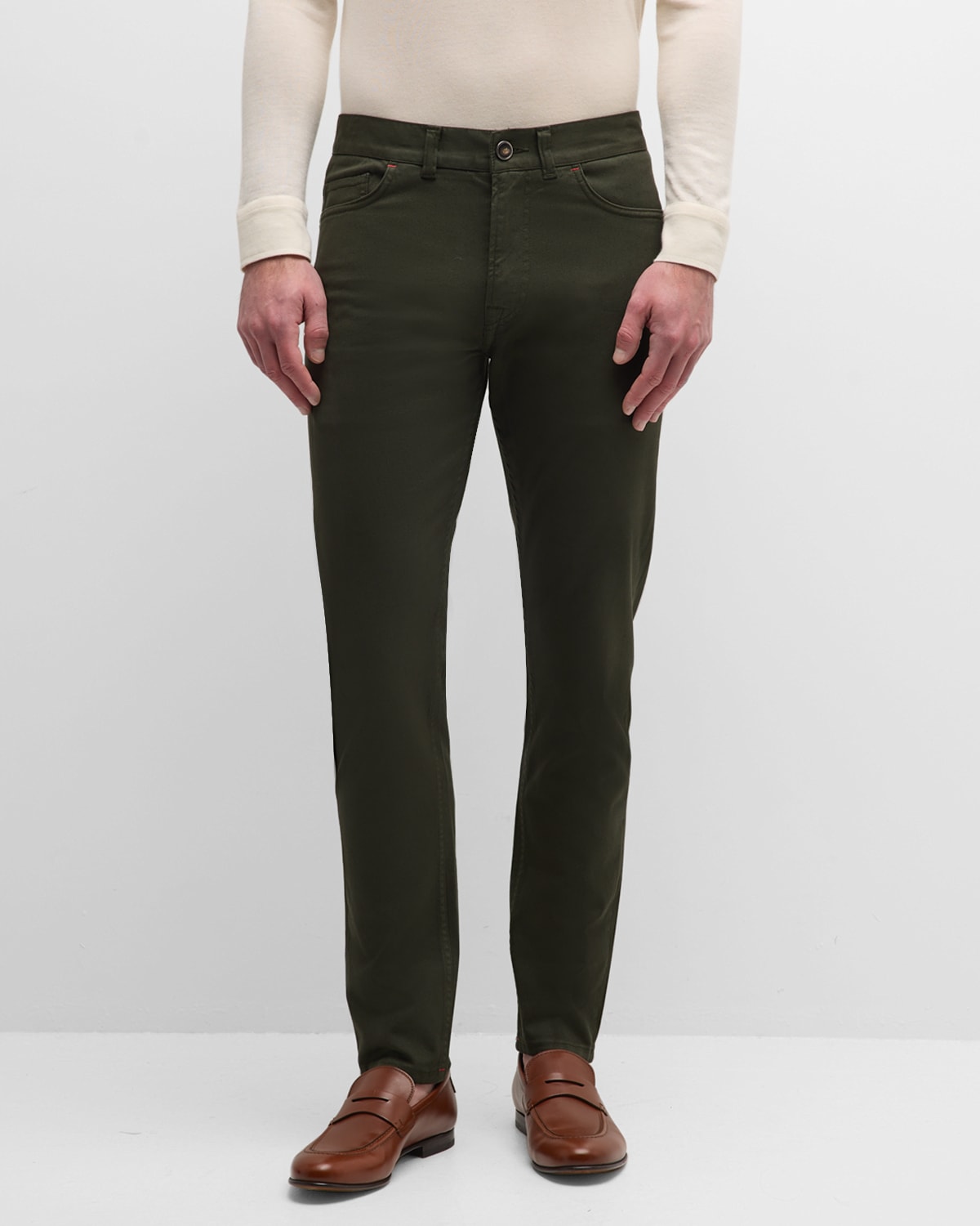 Isaia Men's Tapered Leg 5-pocket Pants In Dark Green