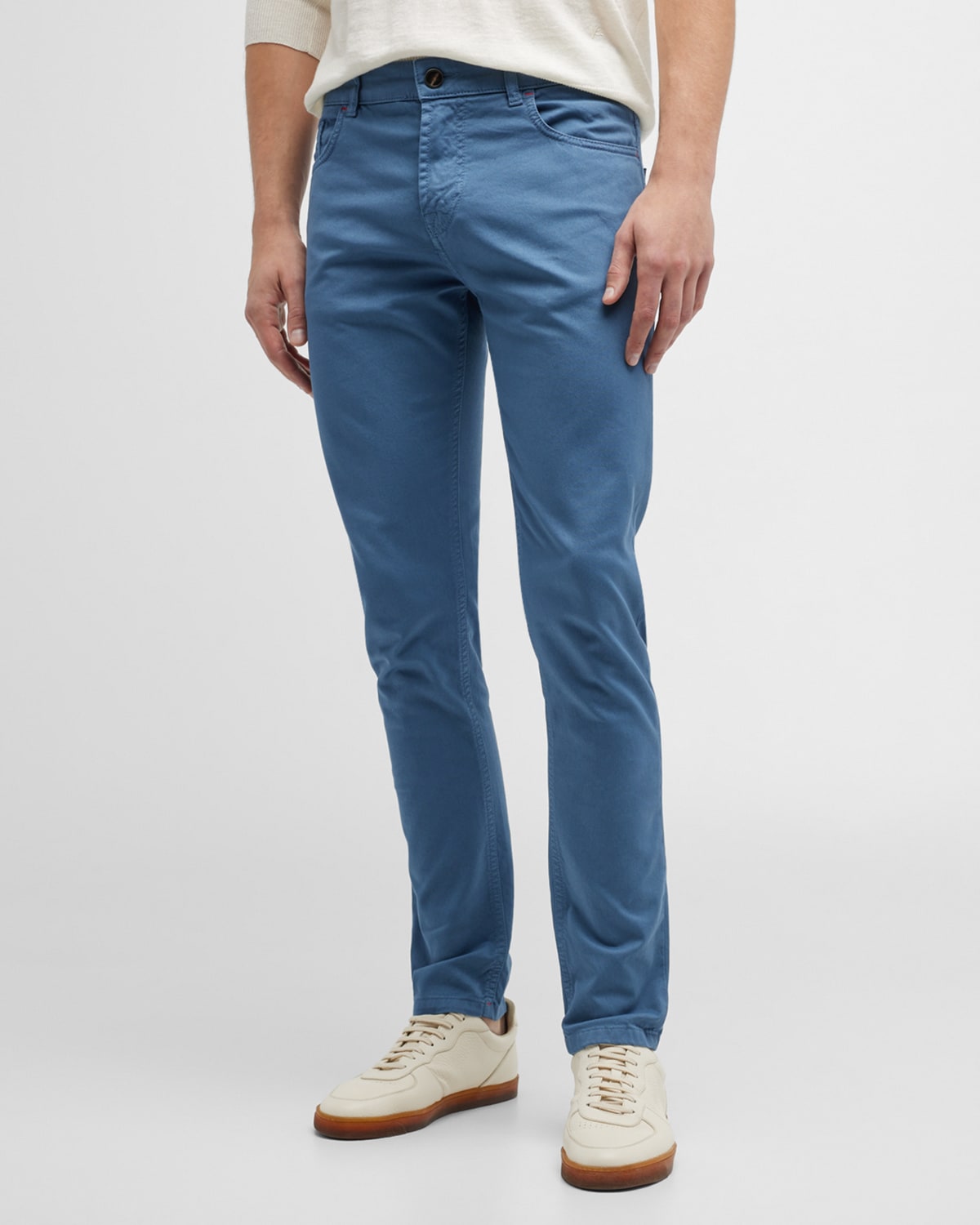 Isaia Men's Tapered Leg 5-pocket Pants In Pastel Blu