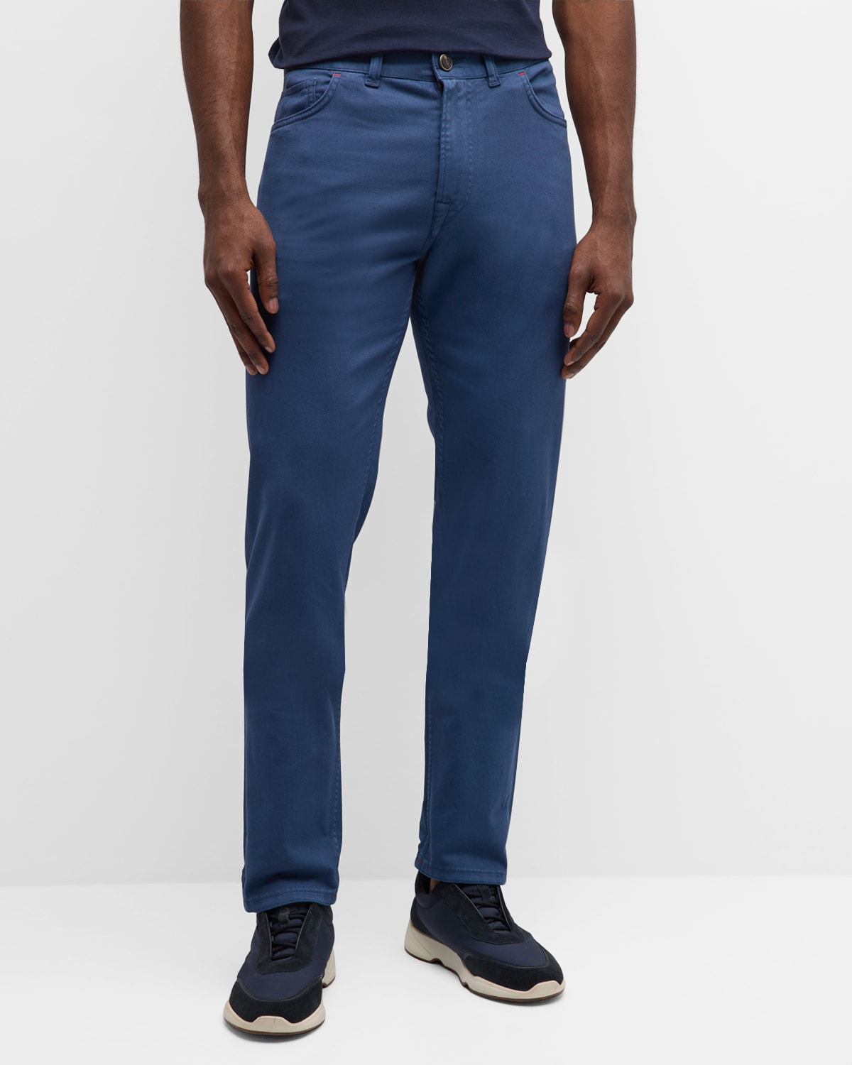 Isaia Men's Tapered Leg 5-pocket Pants In Medium Blue