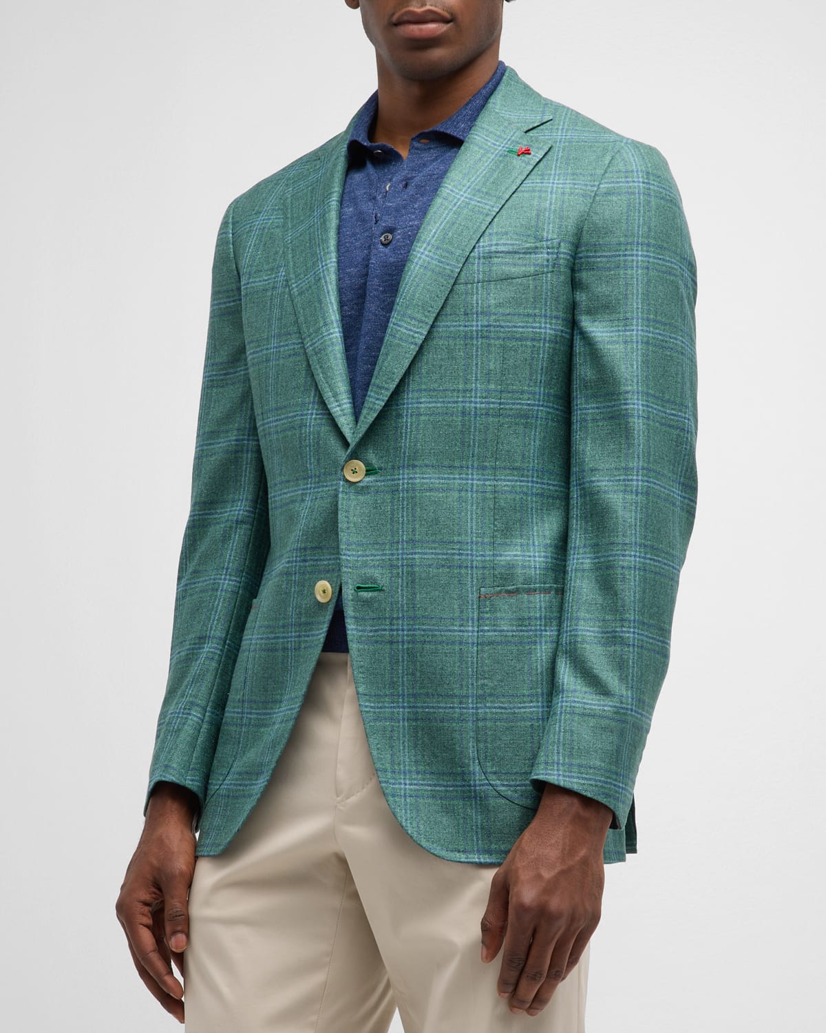 Isaia Men's Silk-Cashmere Plaid Sport Coat