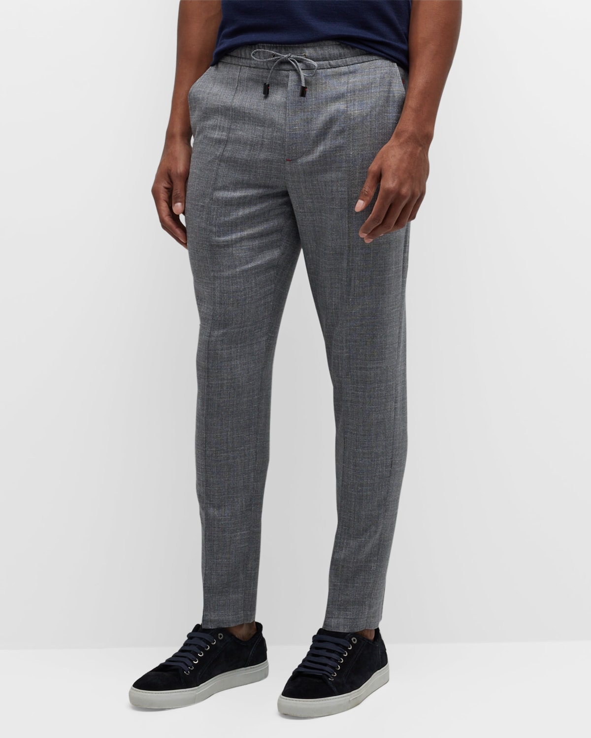 Isaia Men's Pintuck Drawstring Trousers In Navy