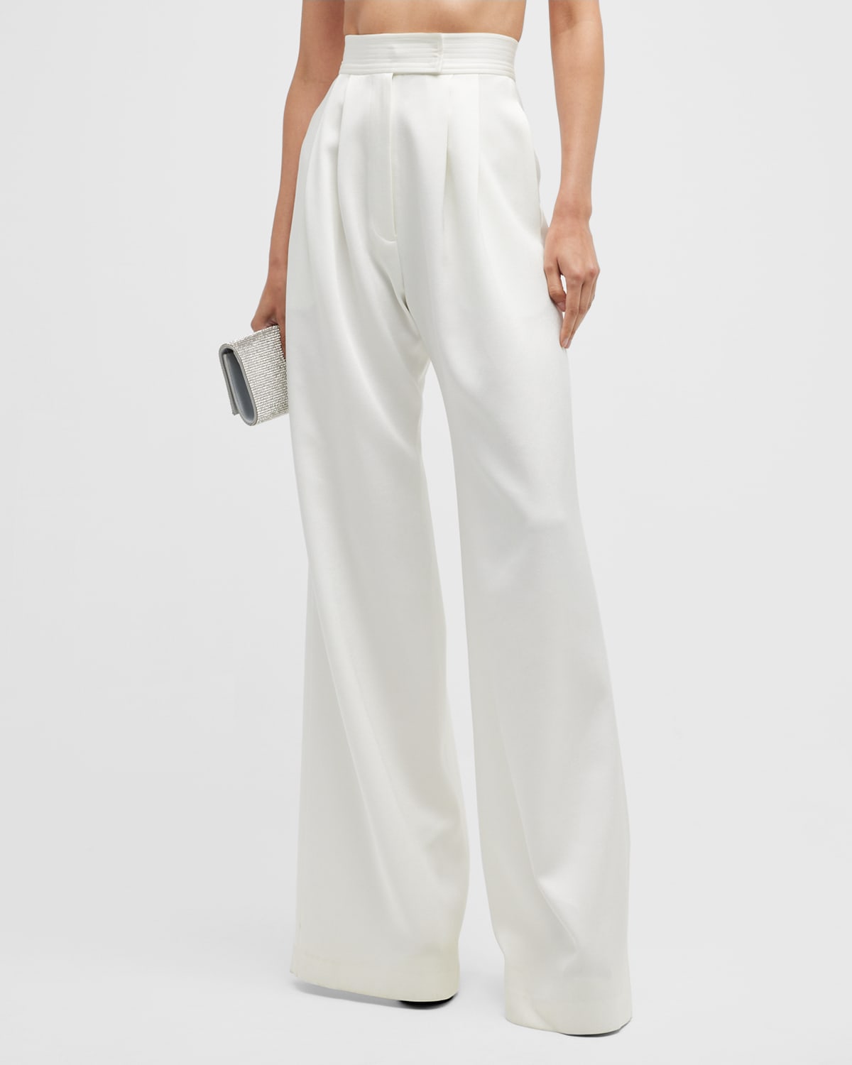 Alex Perry Cadence Pleated Wide-leg Pants In White