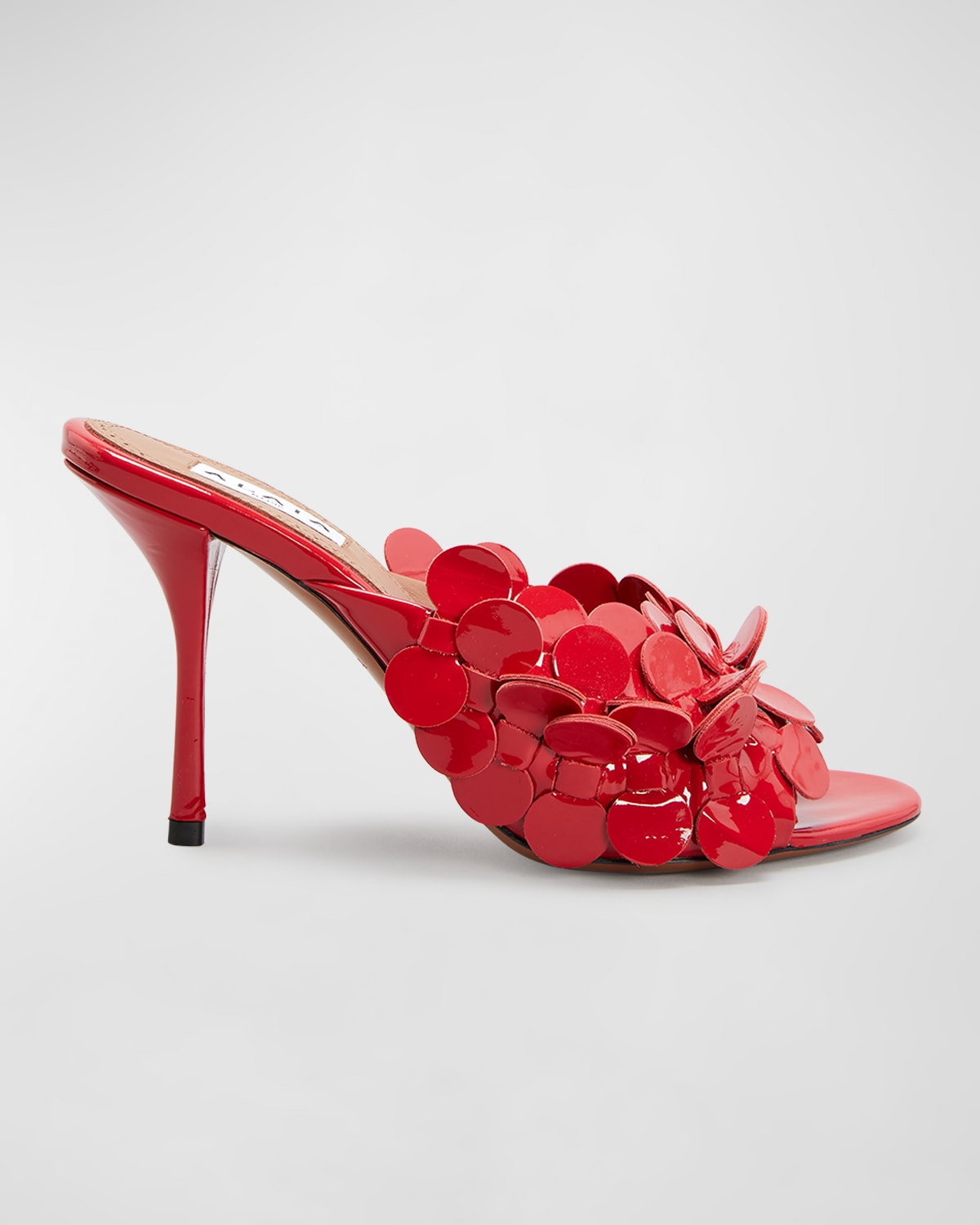 Alaïa Confettis Patent Leather Slide Sandals In Laque