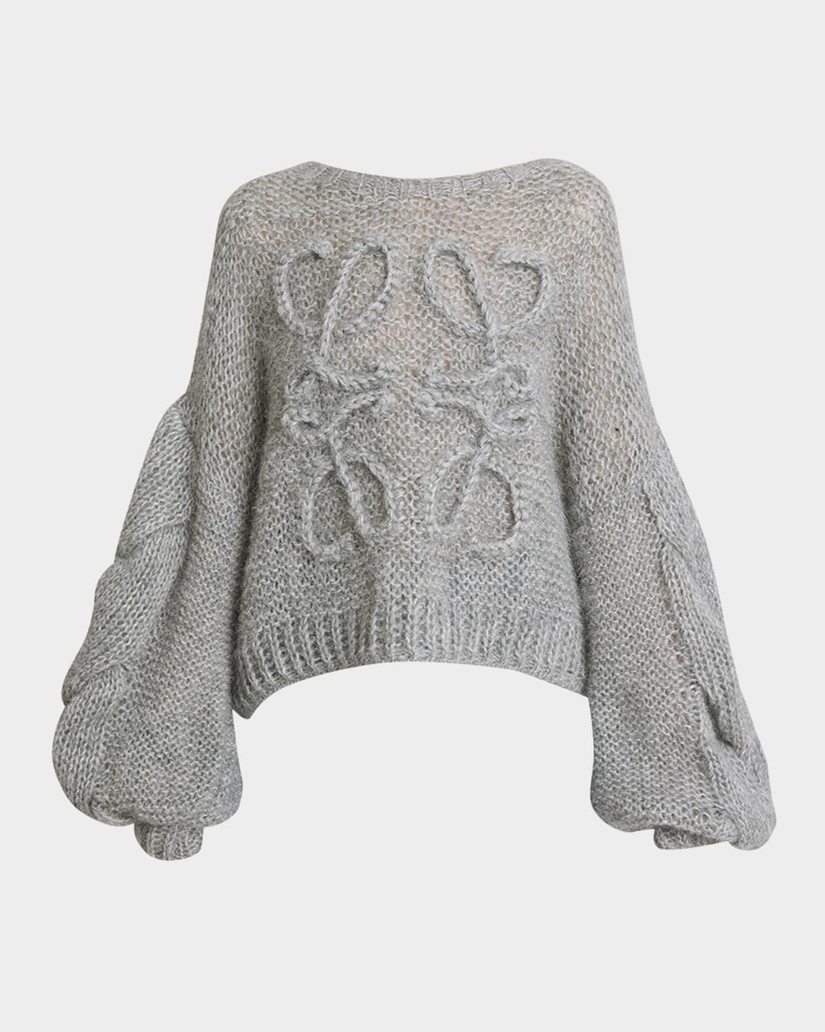 Loewe Logo-embroidered Open-knit Jumper In Grey Melan