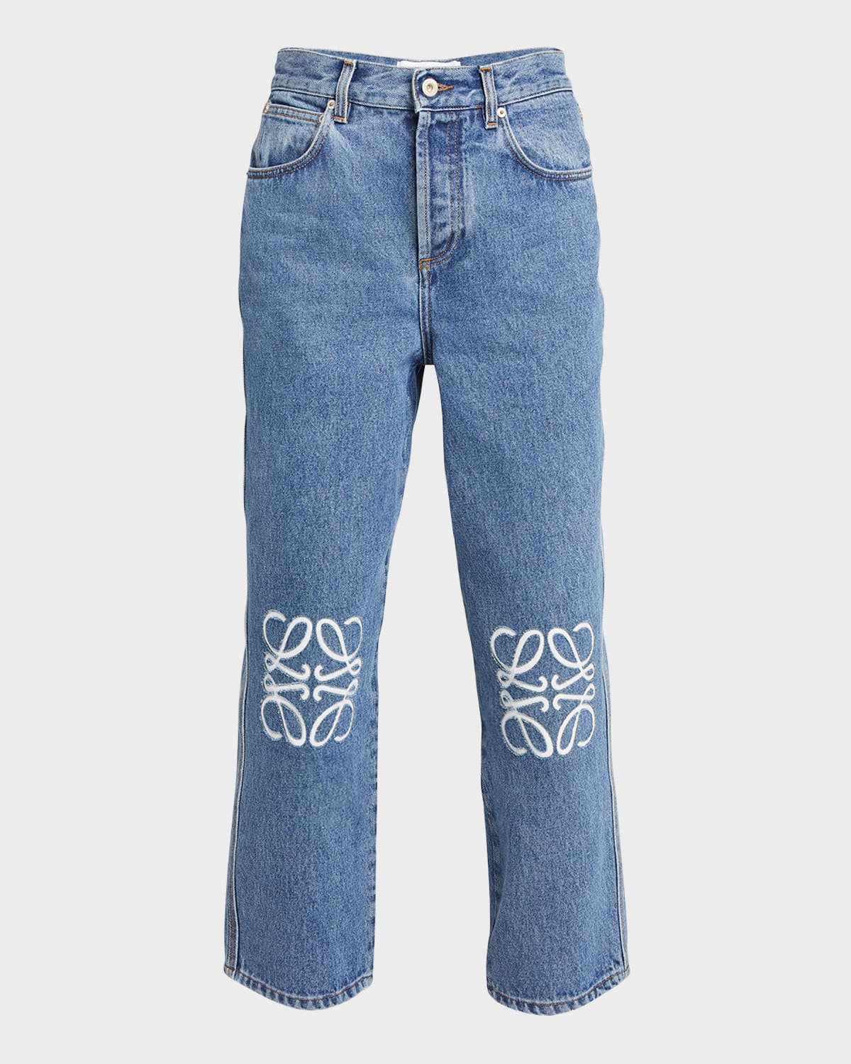 Loewe Anagram Medium-weight Denim Cropped Jeans Clothing In Mid Blue D