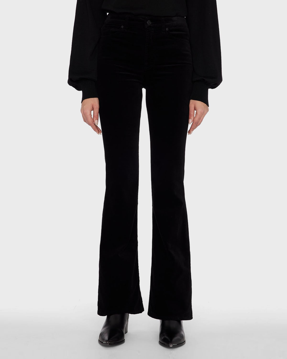 7 For All Mankind Roxanne Mid-waist Skinny Jeans In Black