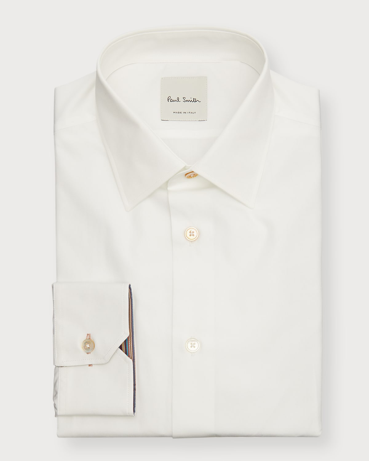 Paul Smith Men's Stripe Interior Cuff Tailored Fit Dress Shirt In White