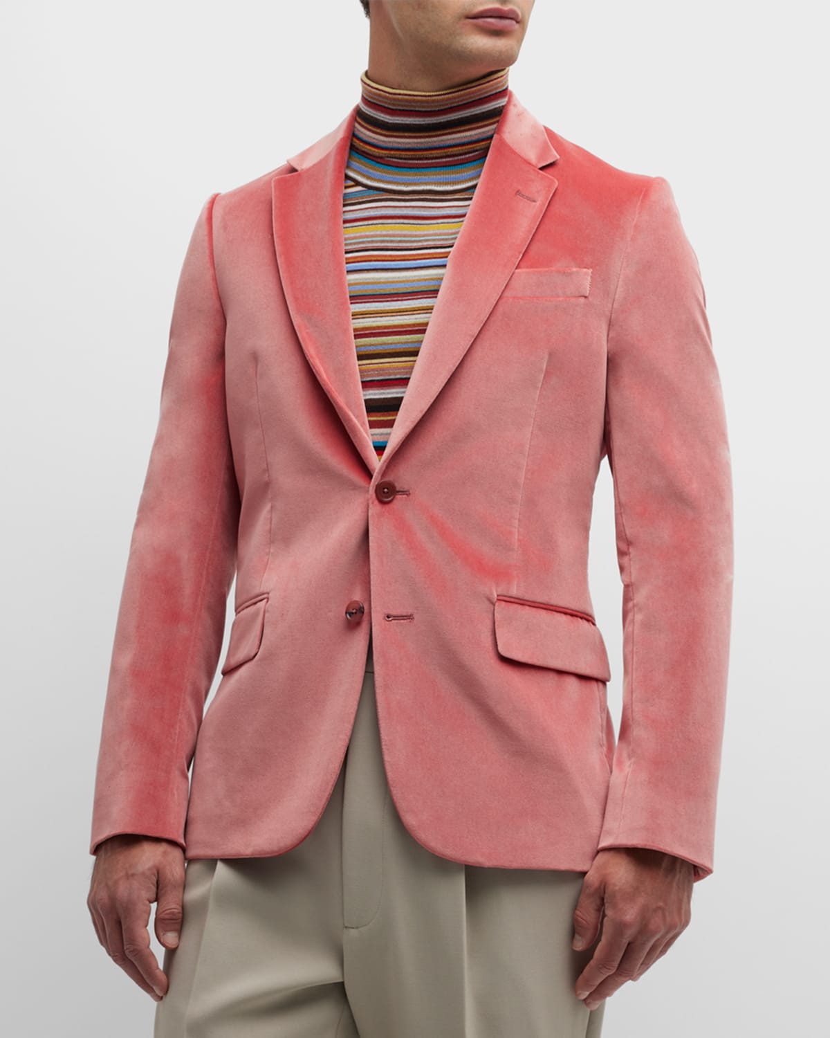 Paul Smith Soho Cotton-velvet Suit Jacket In Pink