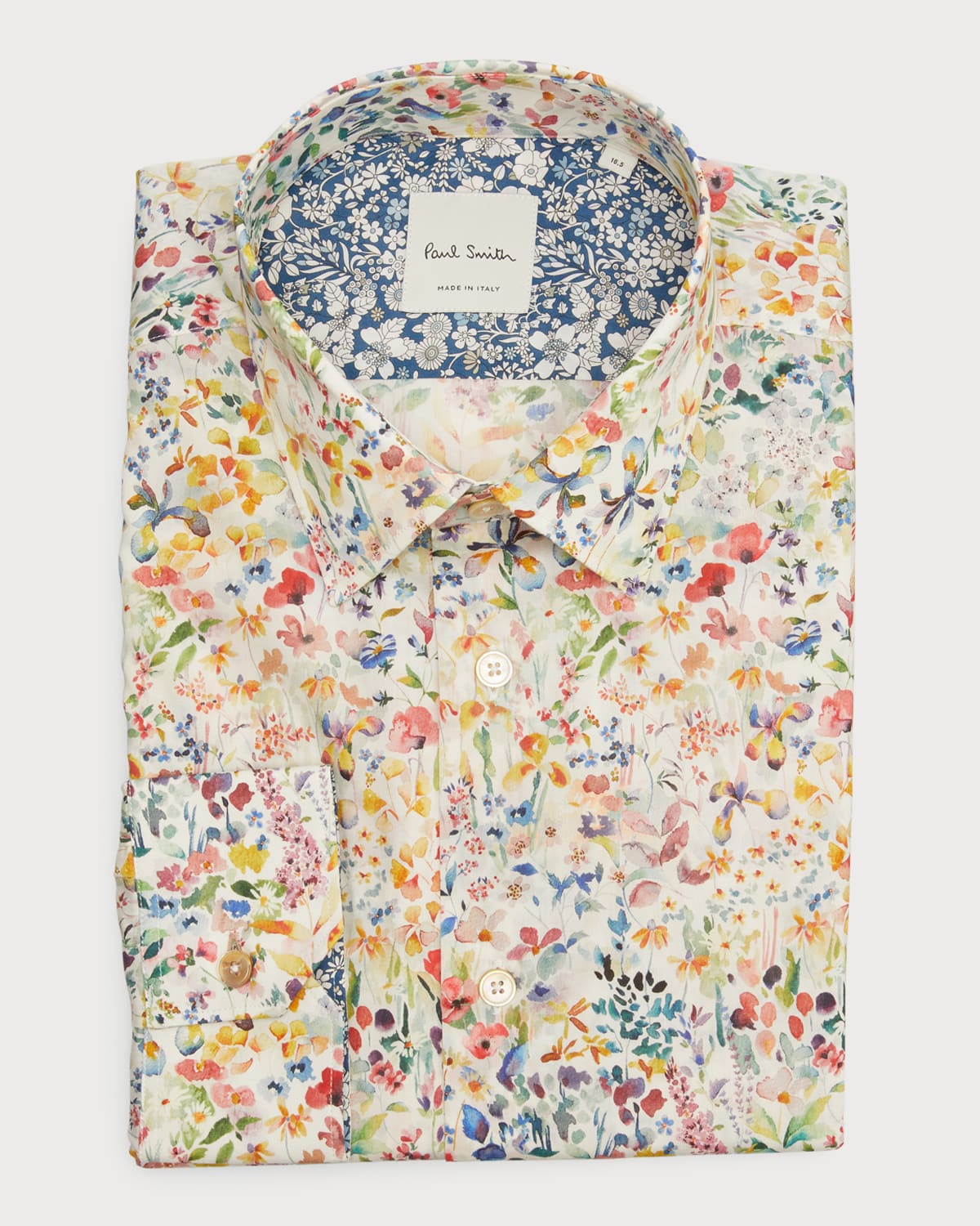 Paul Smith Men's Liberty Classic Fit Organic Cotton Sport Shirt In White Floral