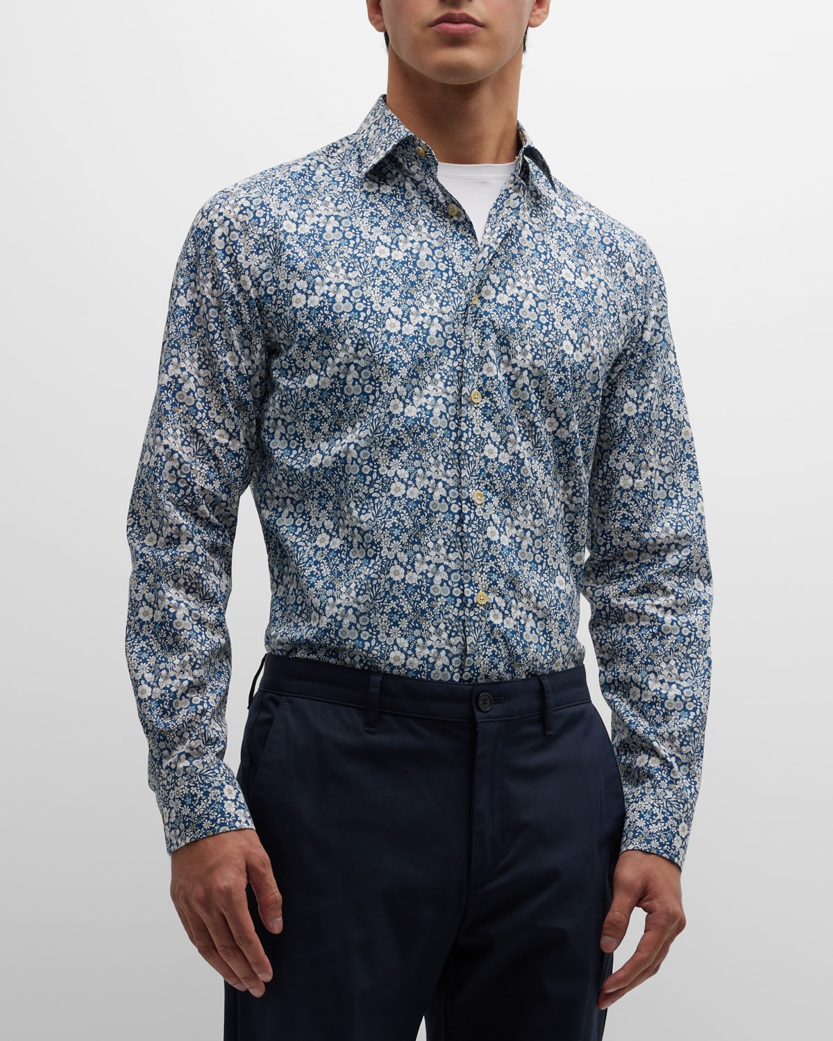 Paul Smith Men's Liberty Classic Fit Organic Cotton Sport Shirt In Green Floral