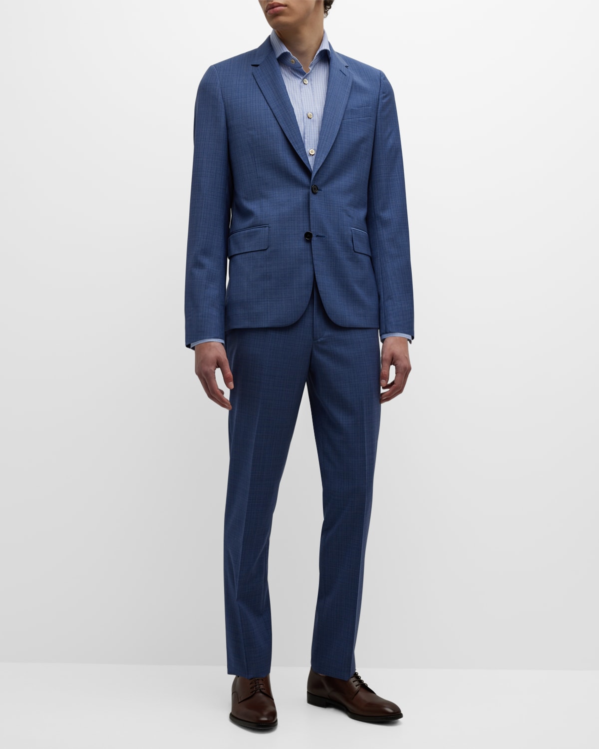 Men's Wool Super 100 Plaid Two-Piece Suit