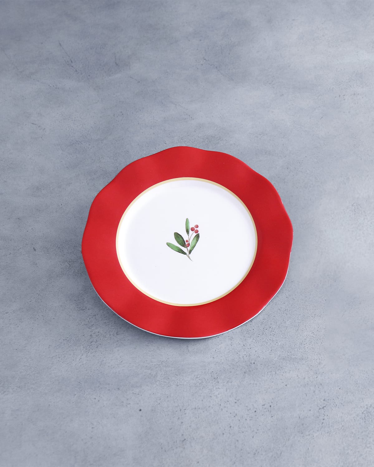 VIDA Holly 9" Salad Plates, Set of 4 (Red and White)